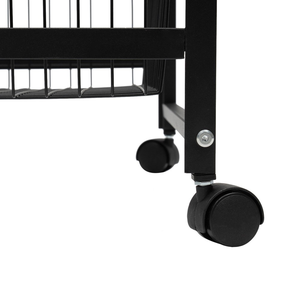 5-Tier Microwave Rack Bread Storage Kitchen Organizer Shelf W/ Brakeable Casters