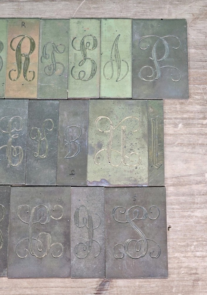 Double Line/Script Engraving Font Set Letters - Brass - Imcomplete Lot