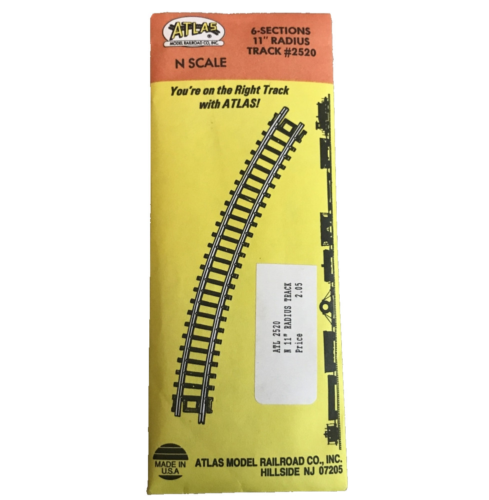 Atlas #2520  11" Radius Track Sections - N Scale - Code 80 Rails - 6 Sections