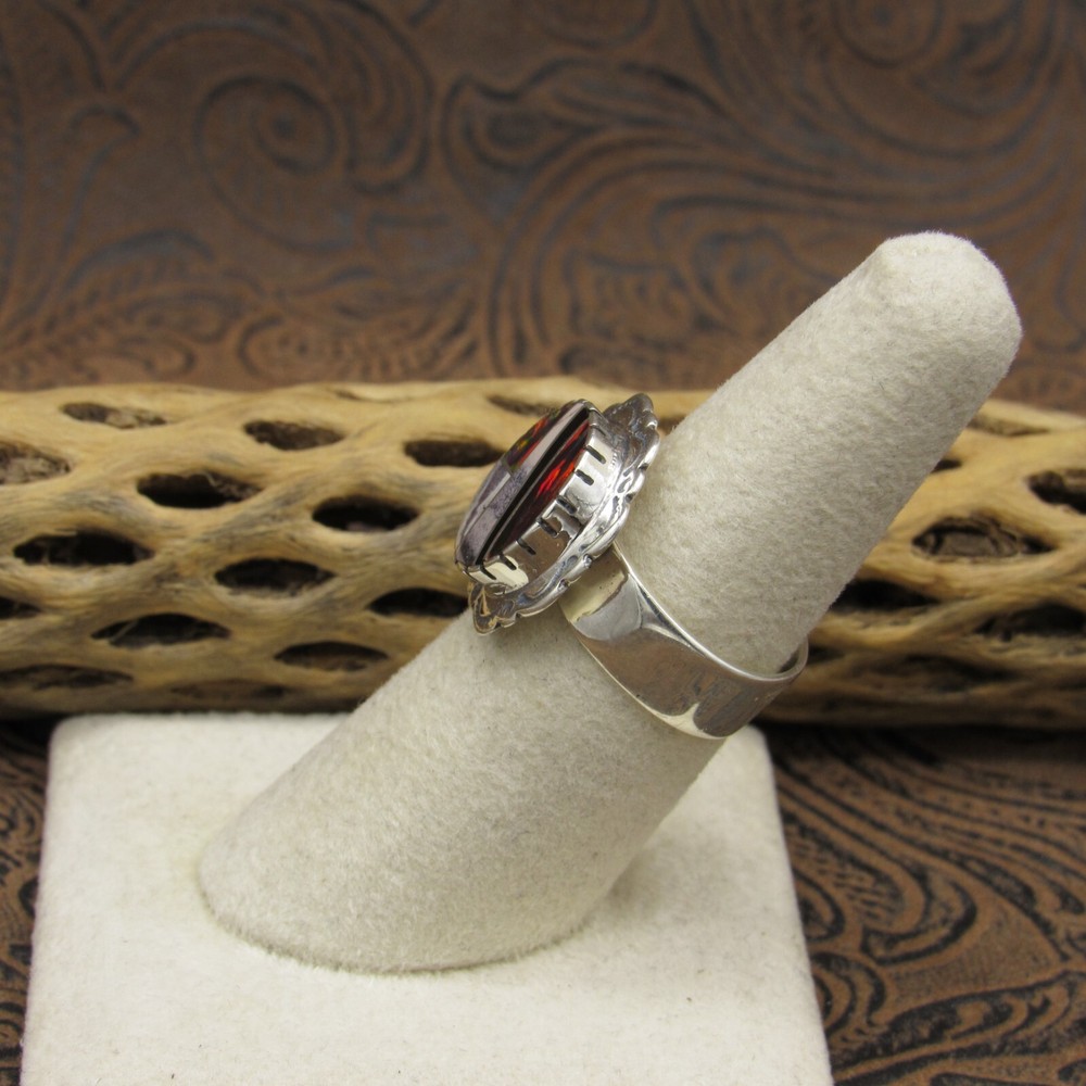 Sterling Silver Multi Stone Inlay Ring Size 6.75
