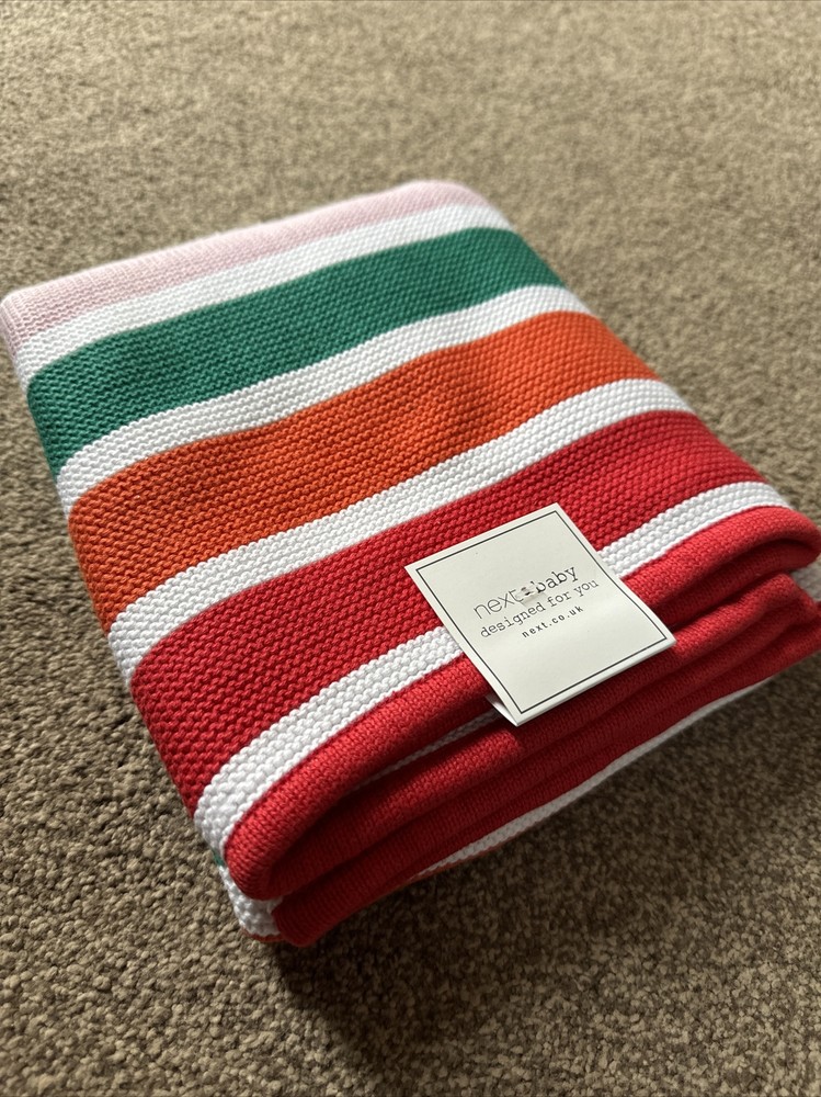 Next Rainbow Stripe Knitted Baby Blanket