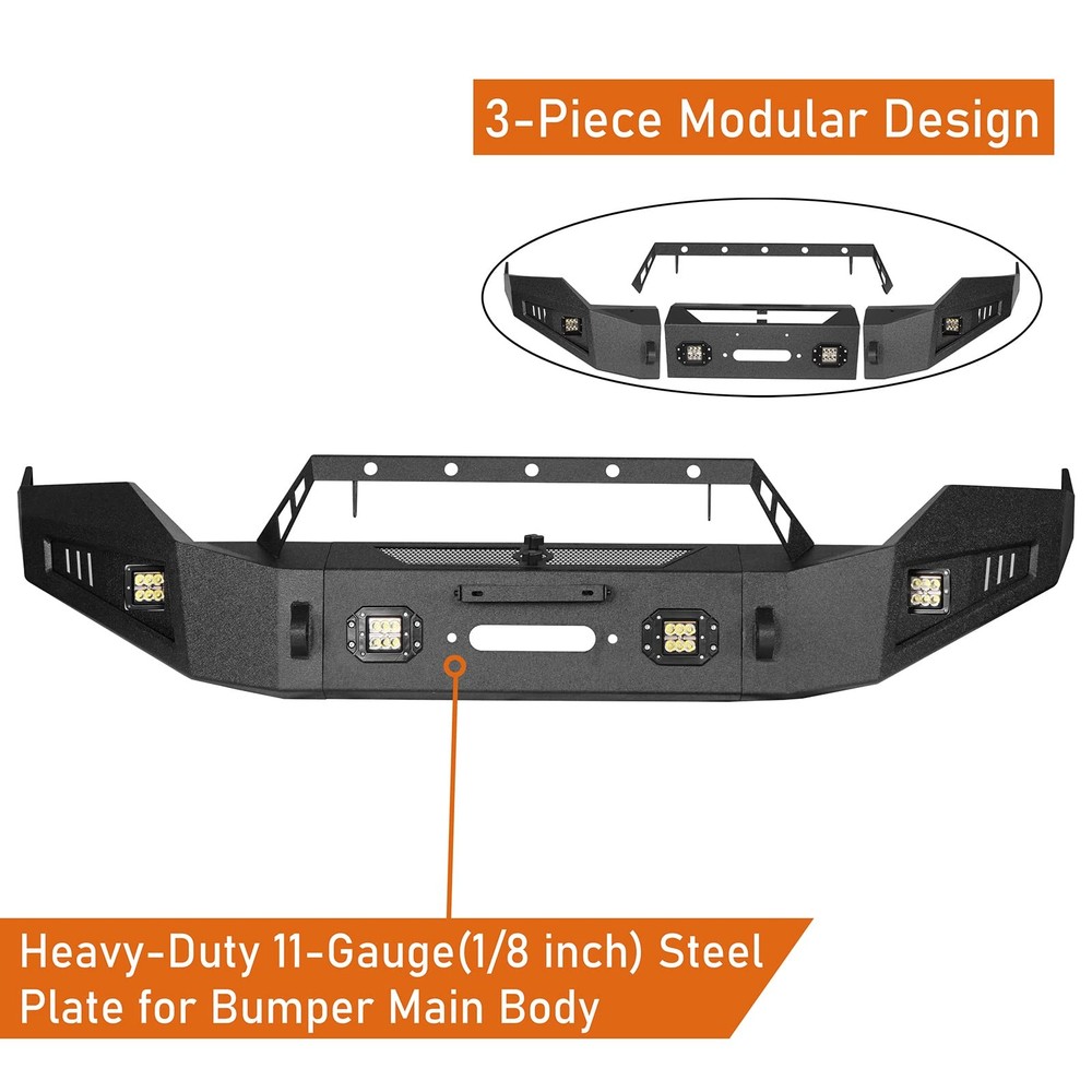 Front Winch Bumper with LED Lights for 2013-2024 Ram 1500