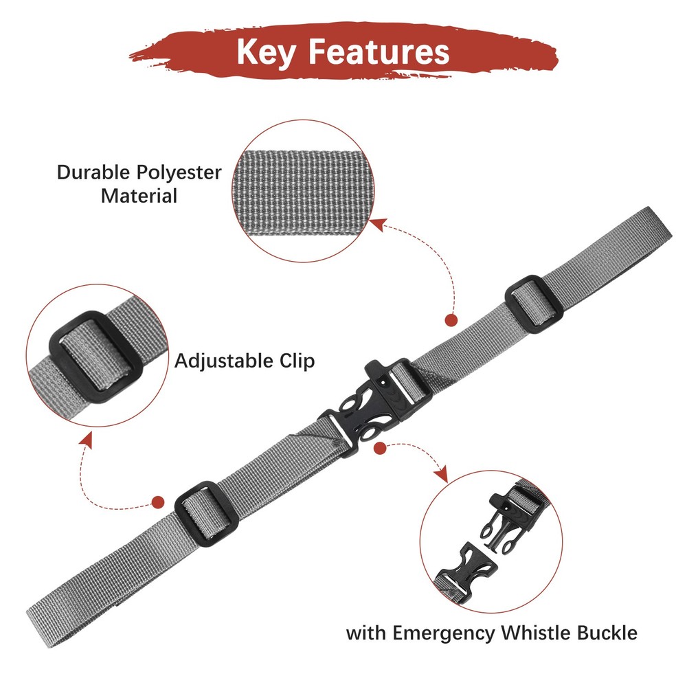 Backpack Chest Strap [2PCS] - with Hollow Emergency Whistle Buckle - [Grey]