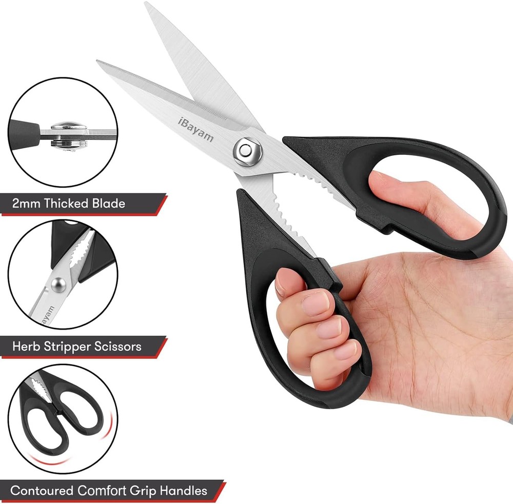 All Purpose Kitchen Scissors, Kitchen Shears with Protective Sheath Durable S...