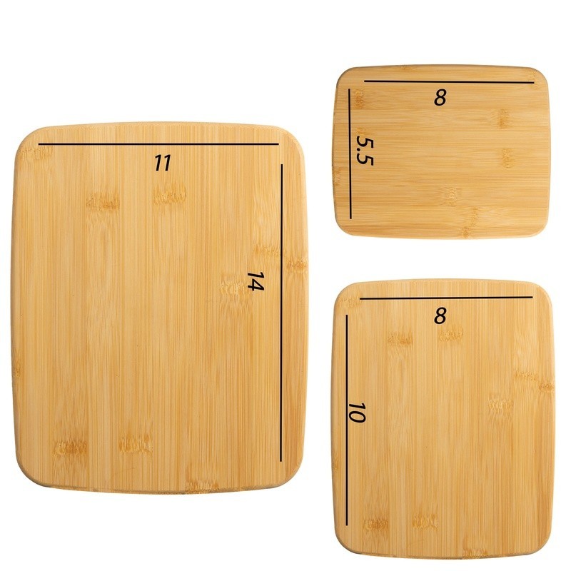 3 Piece Bamboo Cutting Board Set Eco-Friendly Durable Reversible Kitchen Use