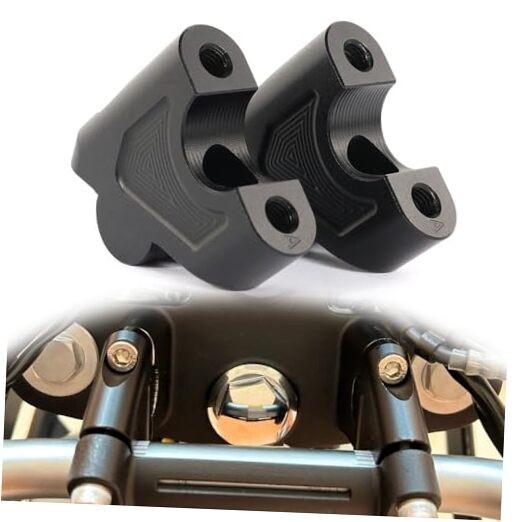 Motorcycle Handlebar Risers, 7/8" 22mm Offset Handlebar Risers Mount Black