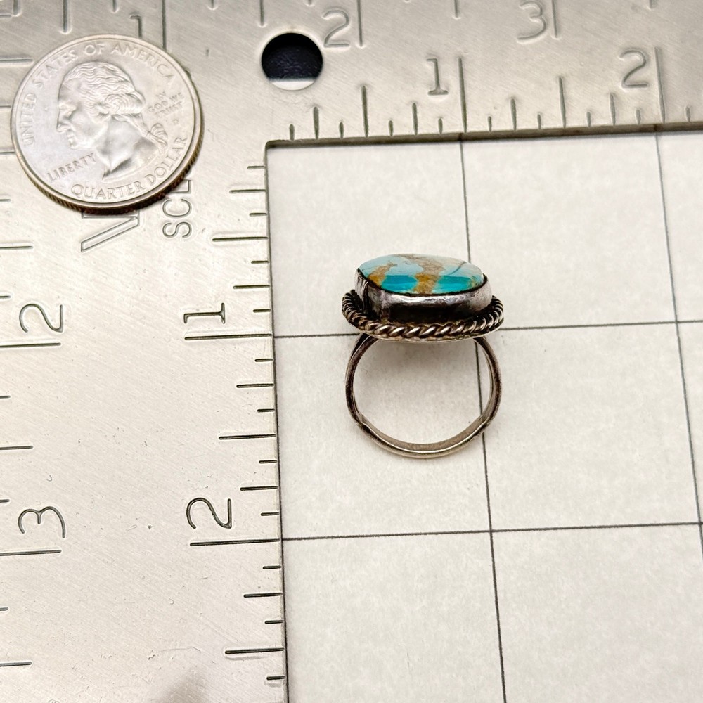 Vintage Navajo Native Turquoise Silver Ring Size 6