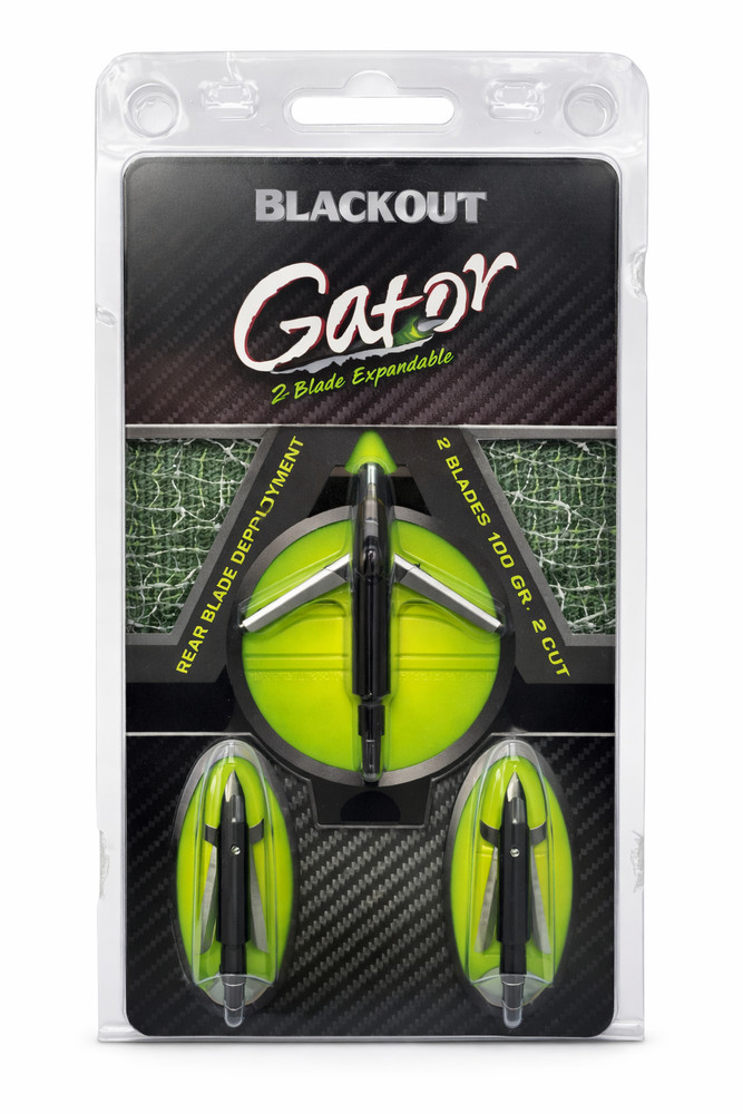 BlackOut Gator 2 Blade Expandable Broadheads 100 Grain Razor Sharp Archery