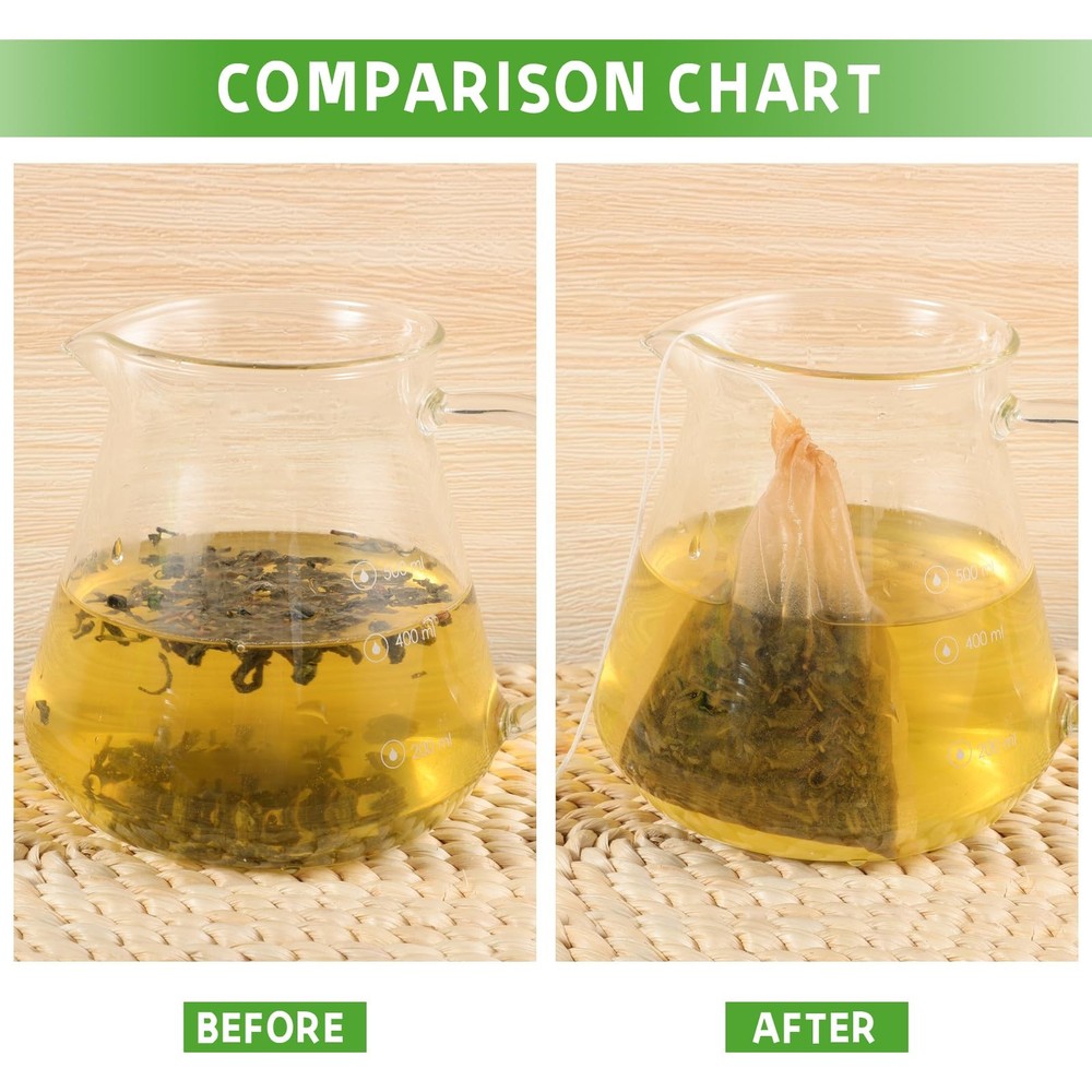 Empty Tea Bags - 300 Pcs Disposable Drawstring Unbleached Filter Bags for Loo...