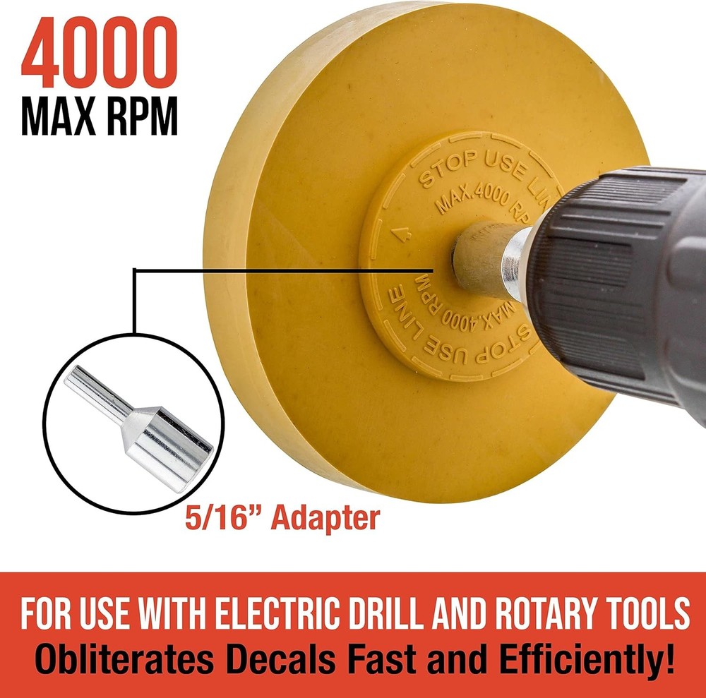 Rubber Eraser Wheel with Drill Adapter Decal Remover Tool