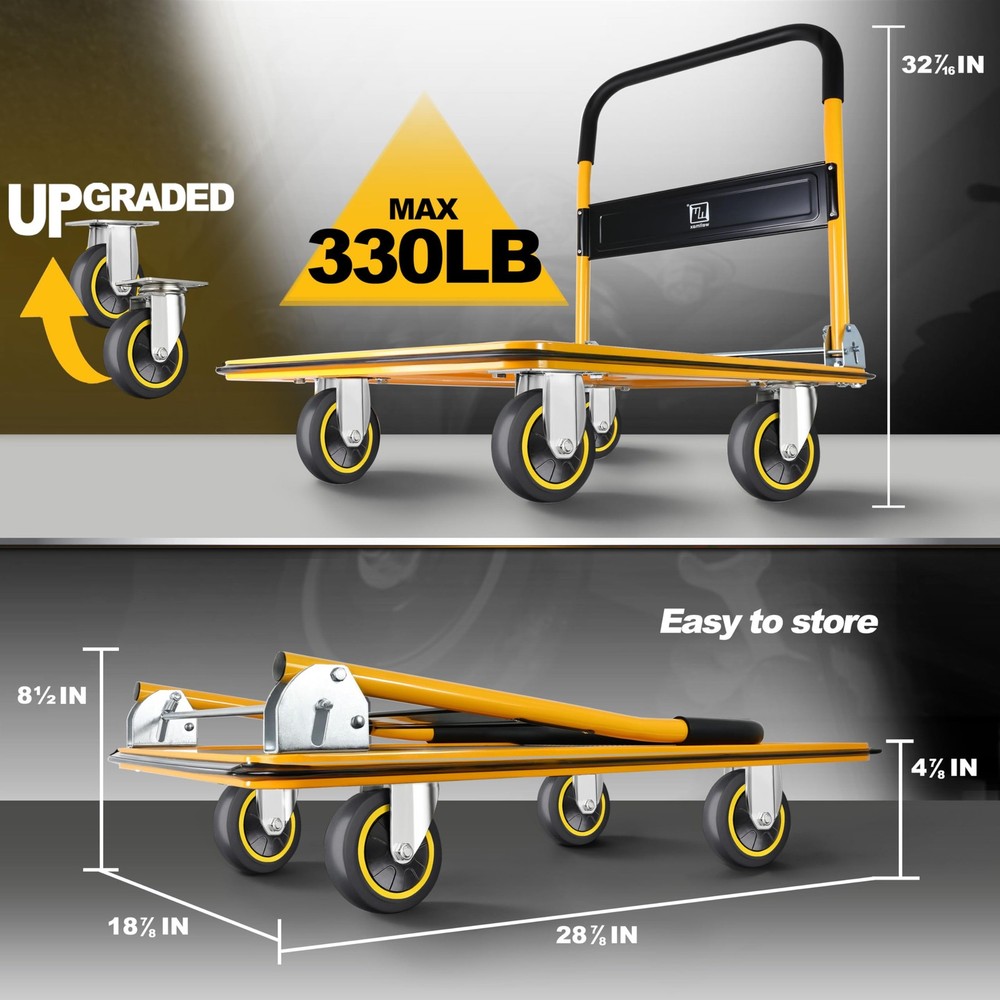 Foldable Platform Dolly Push Cart with Swivel Wheels