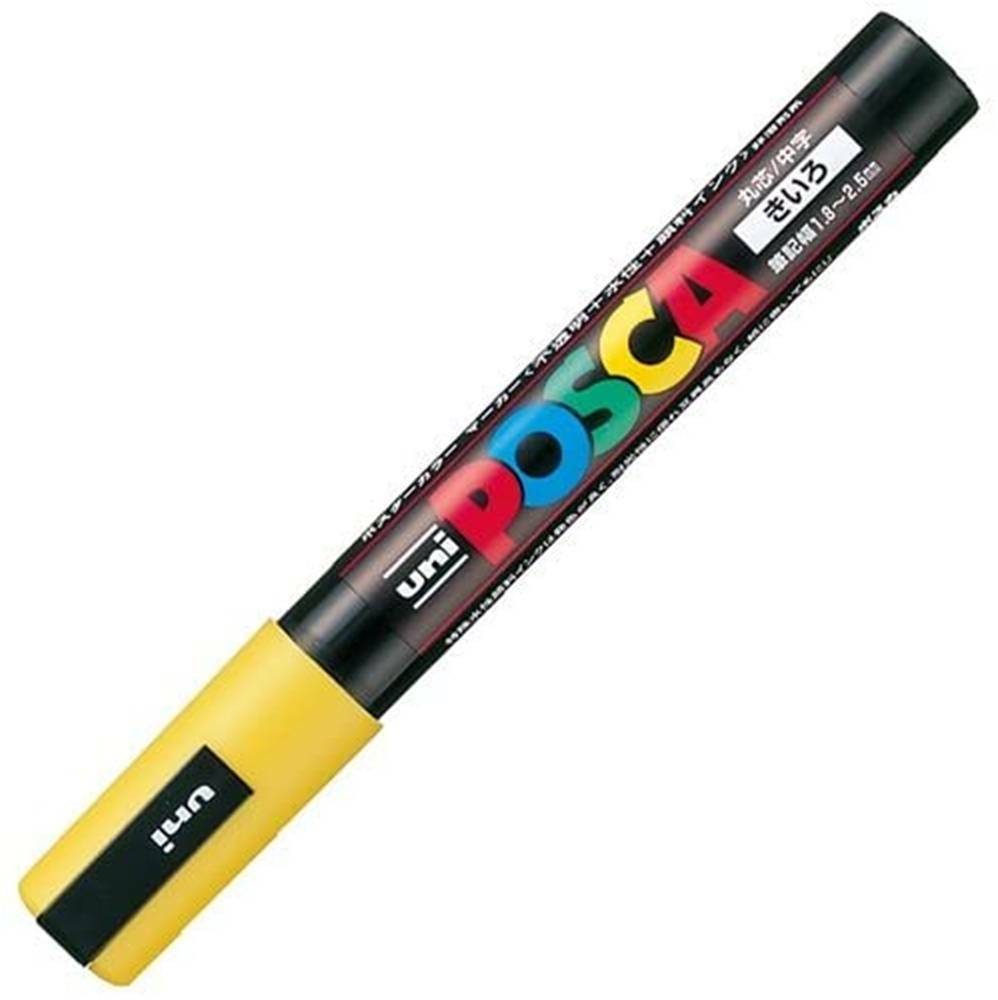 Uni Posca PC5M.2 Water-Based Paint Marker, Medium Point, Yellow