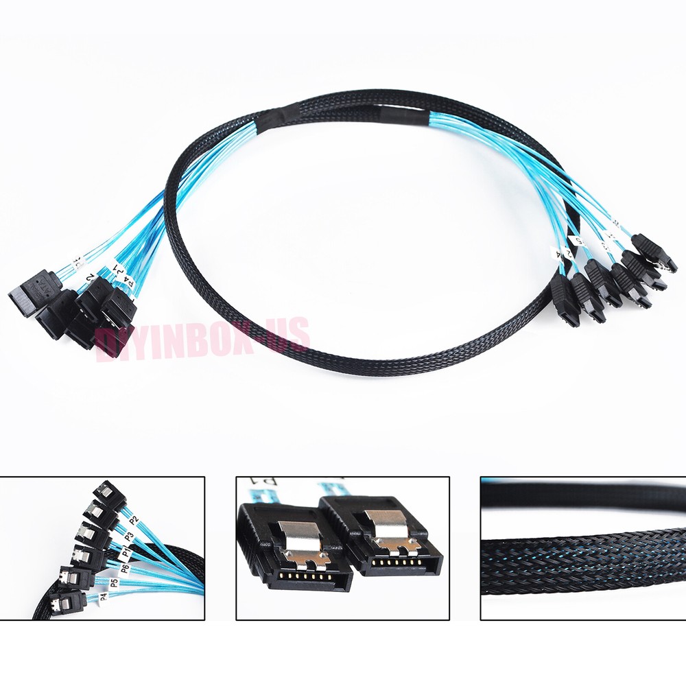 SSD 6 SATA 7pin to 6 SATA 7pin Target Hard Disk 6Gbps Data Server Raid Cable 1M