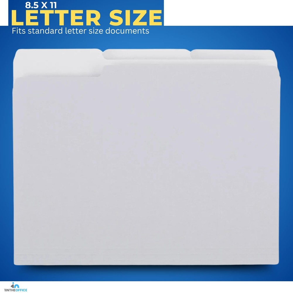 Gray File Folders Letter Size 1/3 Cut Tab 50 Pack