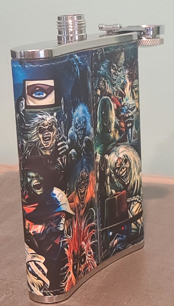 Iron Maiden: Collage #2 custom made 8 oz flask NEW