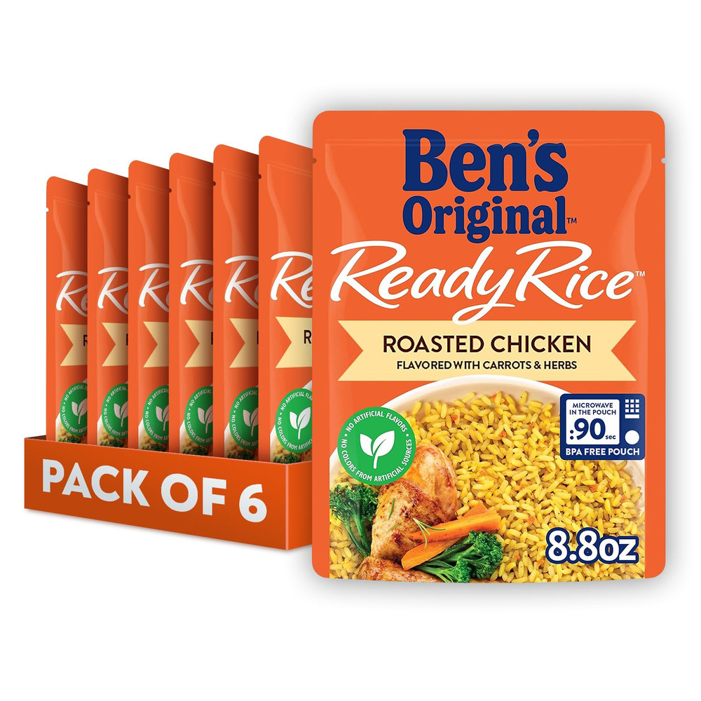 Ready Rice Roasted Chicken Flavored Rice, Easy Dinner Side, 8.8 OZ Pouch (Pack o
