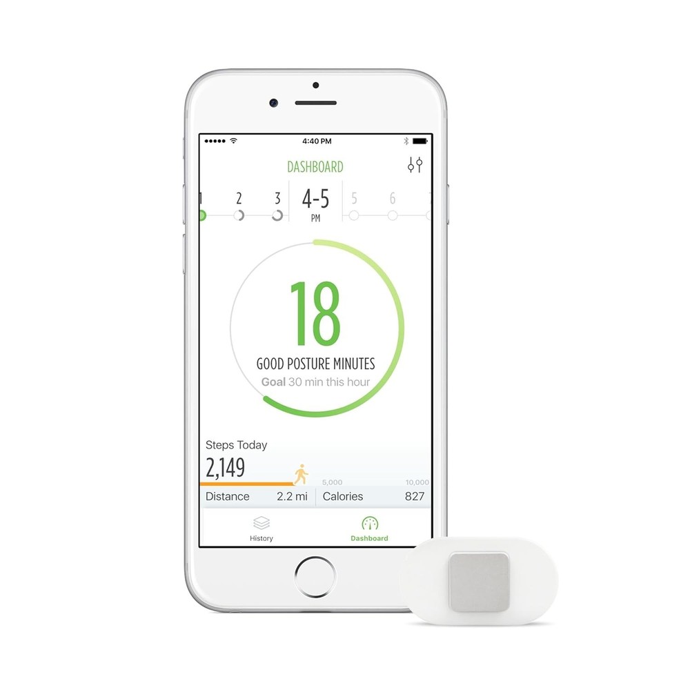 Lumo Lift Posture ‎Coach and Activity Tracker for iOS, Battery Powered, White