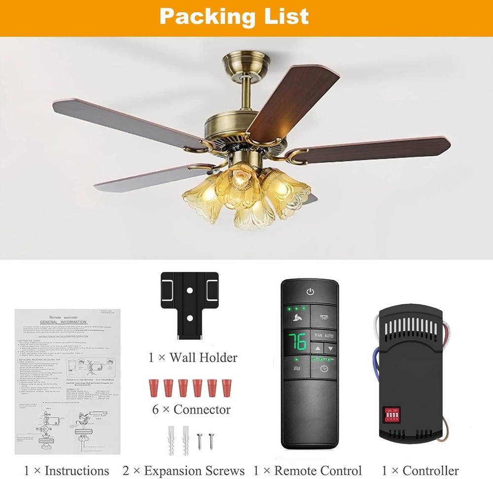 Universal Ceiling Fan Thermostatic Remote Control Kit Replacement for Hampton...