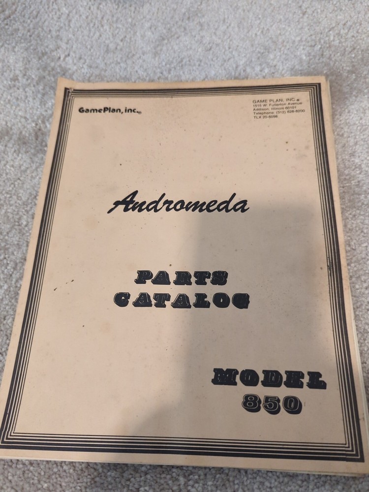 Game Plan Andromeda Pinball Machine Game Manual Schematics ORIGINAL