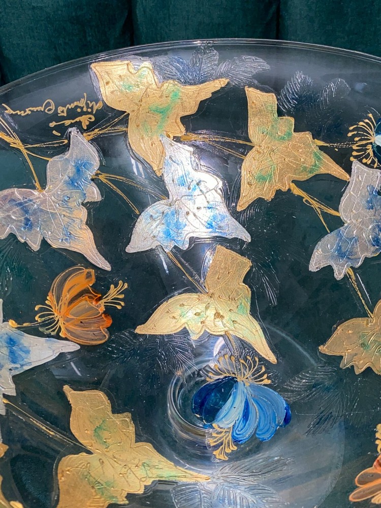 Decorated Glass Vase. Hand made. Signed