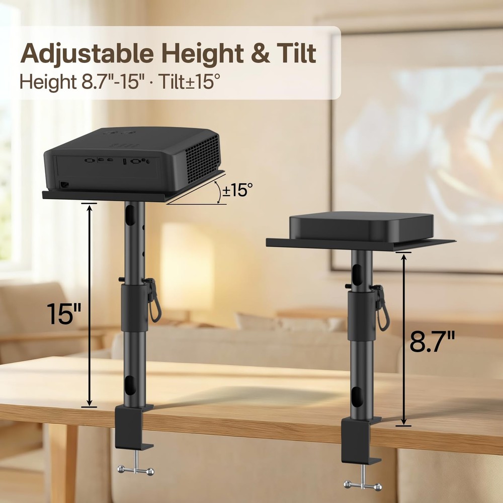 2-Pack Adjustable Clamp On Projector Stand Table, Heavy Duty 40 lbs Each, Dua...