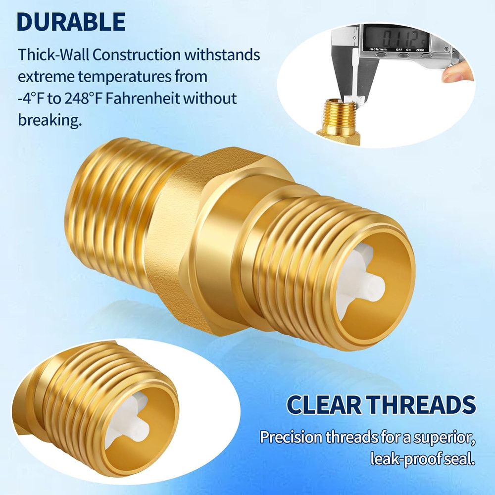 RV Water Heater Backflow Preventer, 1/2" NPT Double Male Thread Hot Water Heater