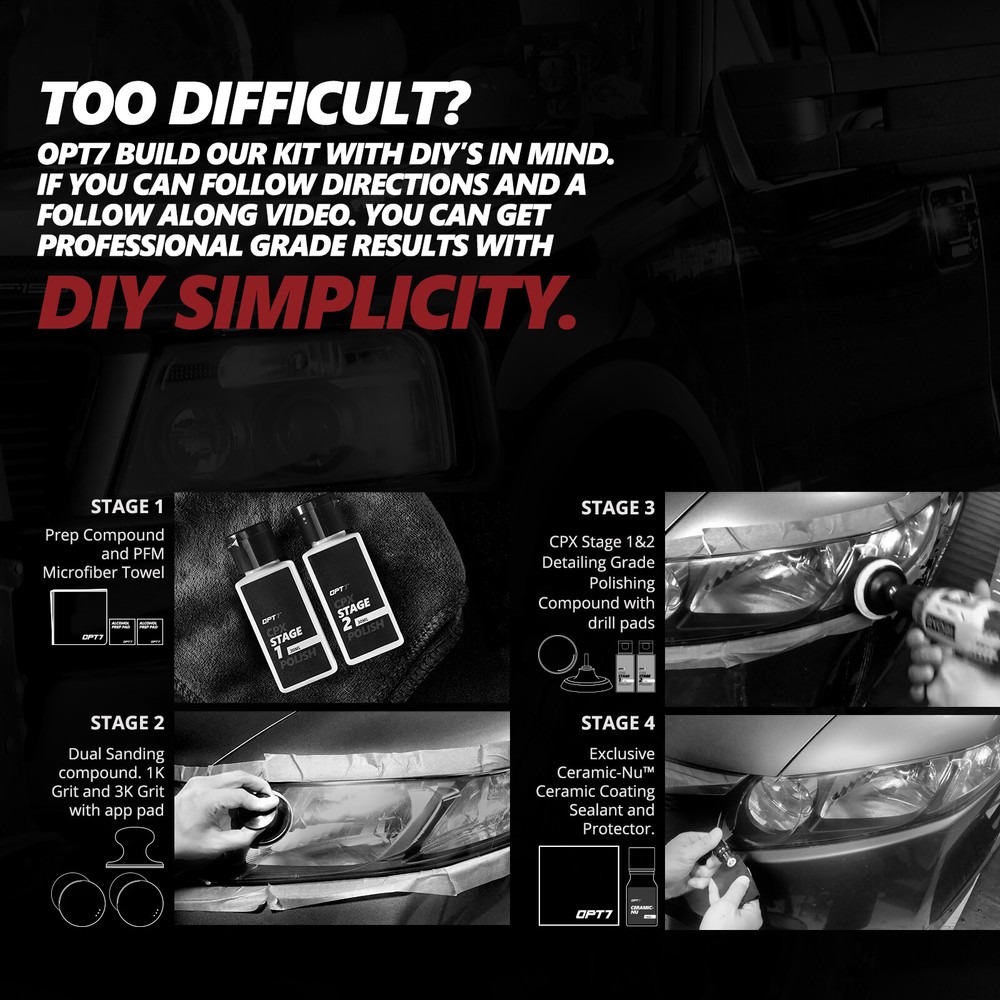 OPT7 Headlight Restoration Kit Ceramic Nu Coating - Professional Detailers Grade