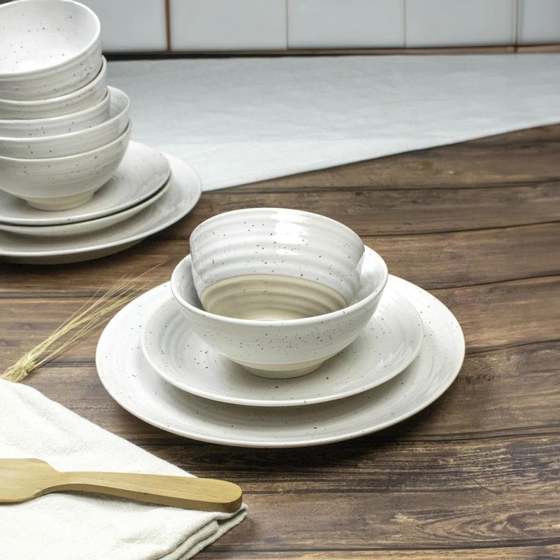 Complete Stoneware Dinnerware Set Family Meals & Entertaining Kitchen Essentials