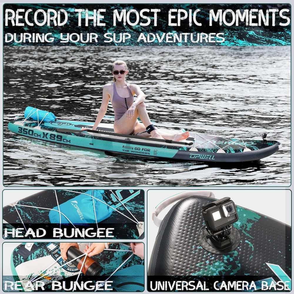 Durable 11'6" Paddle Board - Includes Adjustable Paddle & Deluxe Accessories