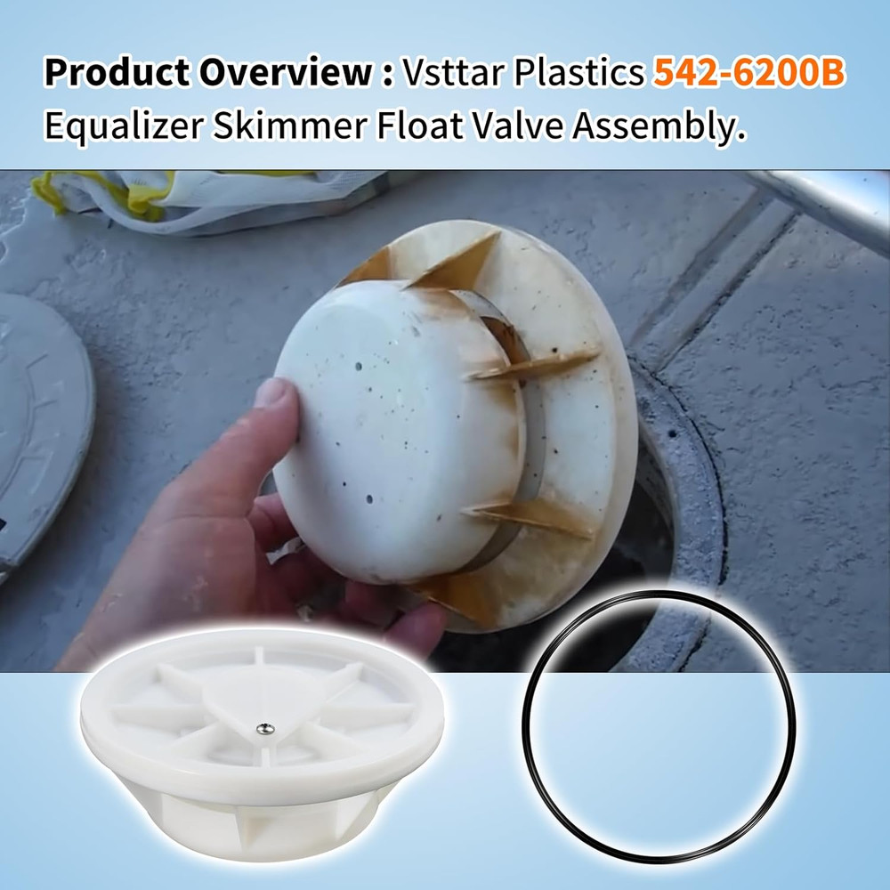 542-6200B Plastic Equalizer Skimmer Float Valve Assembly with O-Ring, Perfectly