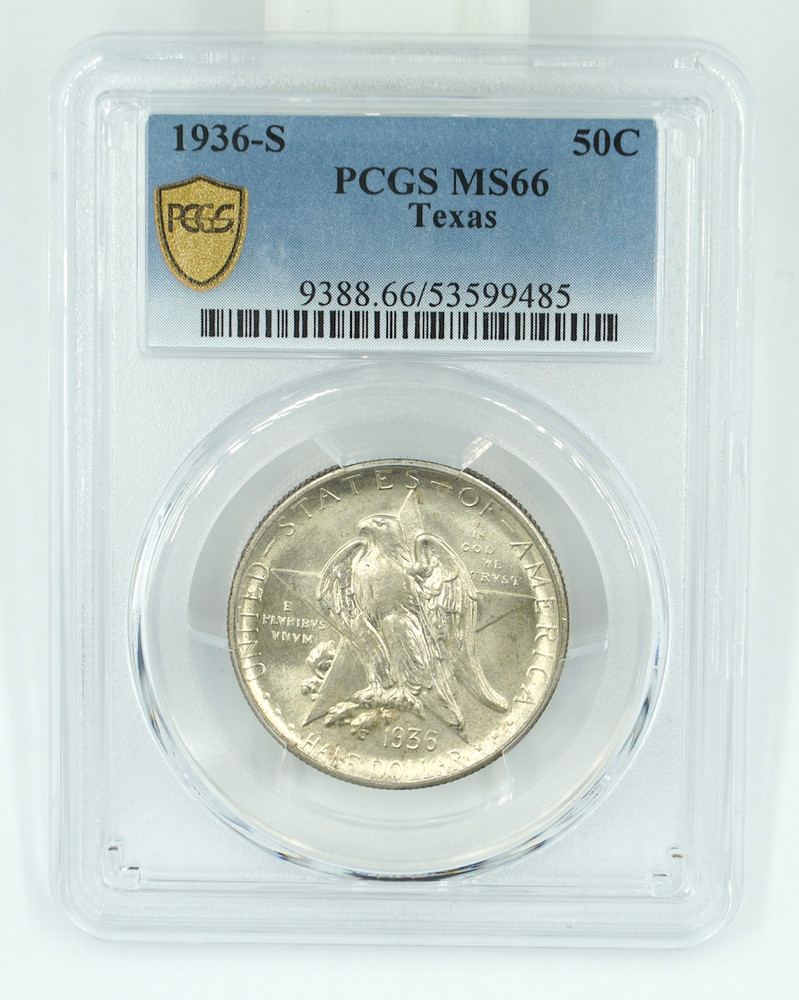 1936-S PCGS MS66 Texas Commemorative Half Dollar Blast White