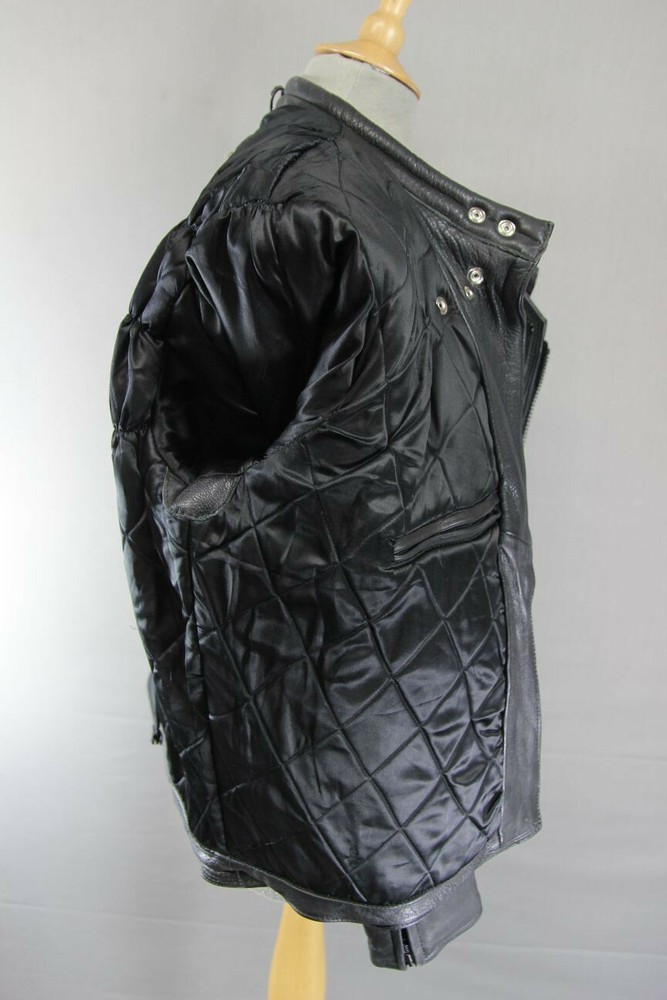 CLASSIC BLACK DYNAMIC LEATHERS COWHIDE BIKER JACKET SIZE 16