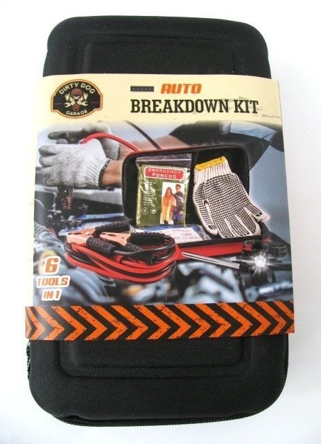 Dirty Dog Emergency Auto Breakdown Kit 6 Tools BLACK NWT