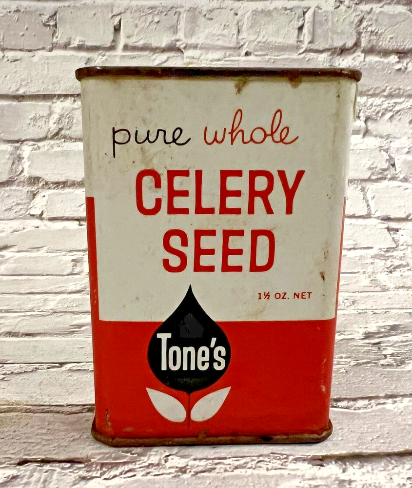 Vintage TONE'S Celery Seed Spice Tin 1 1/2 oz - Empty