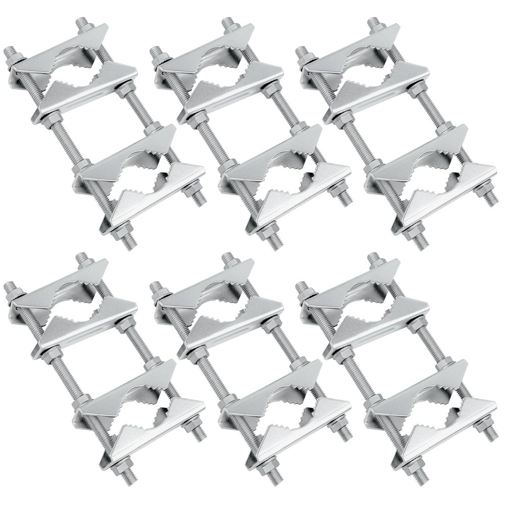 Double Antenna Mast Clamp Heavy Duty Galvanized Iron Mount 6 Pack