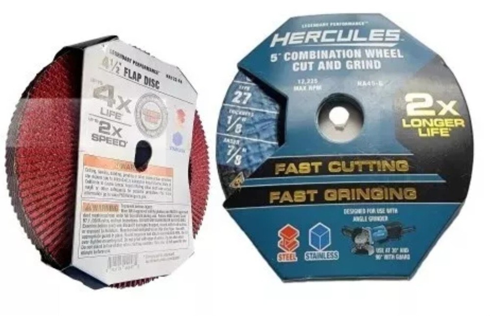 Two Hercules Cut and Grind Disc 5" and Flat Disc 4.5",80 Grit