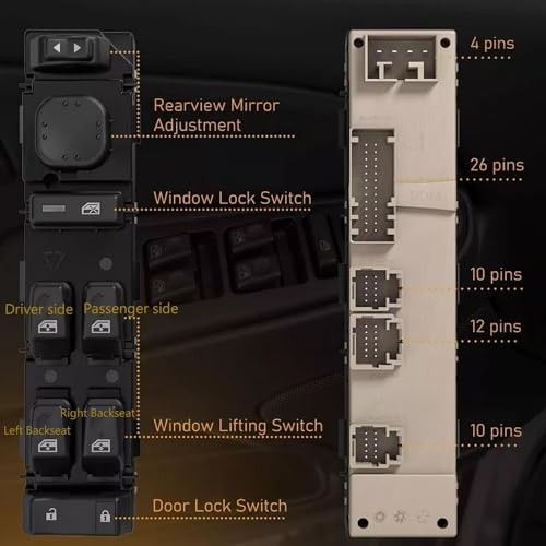 Master Power Window Control Switch Driver Side Compatible with Chevy GMC