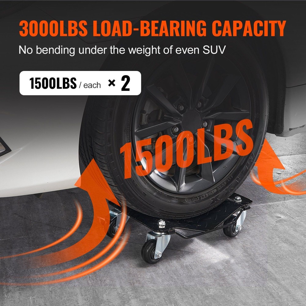 Stable Performance Wheel Dolly 3000lb Set 2 with Integrated Handle