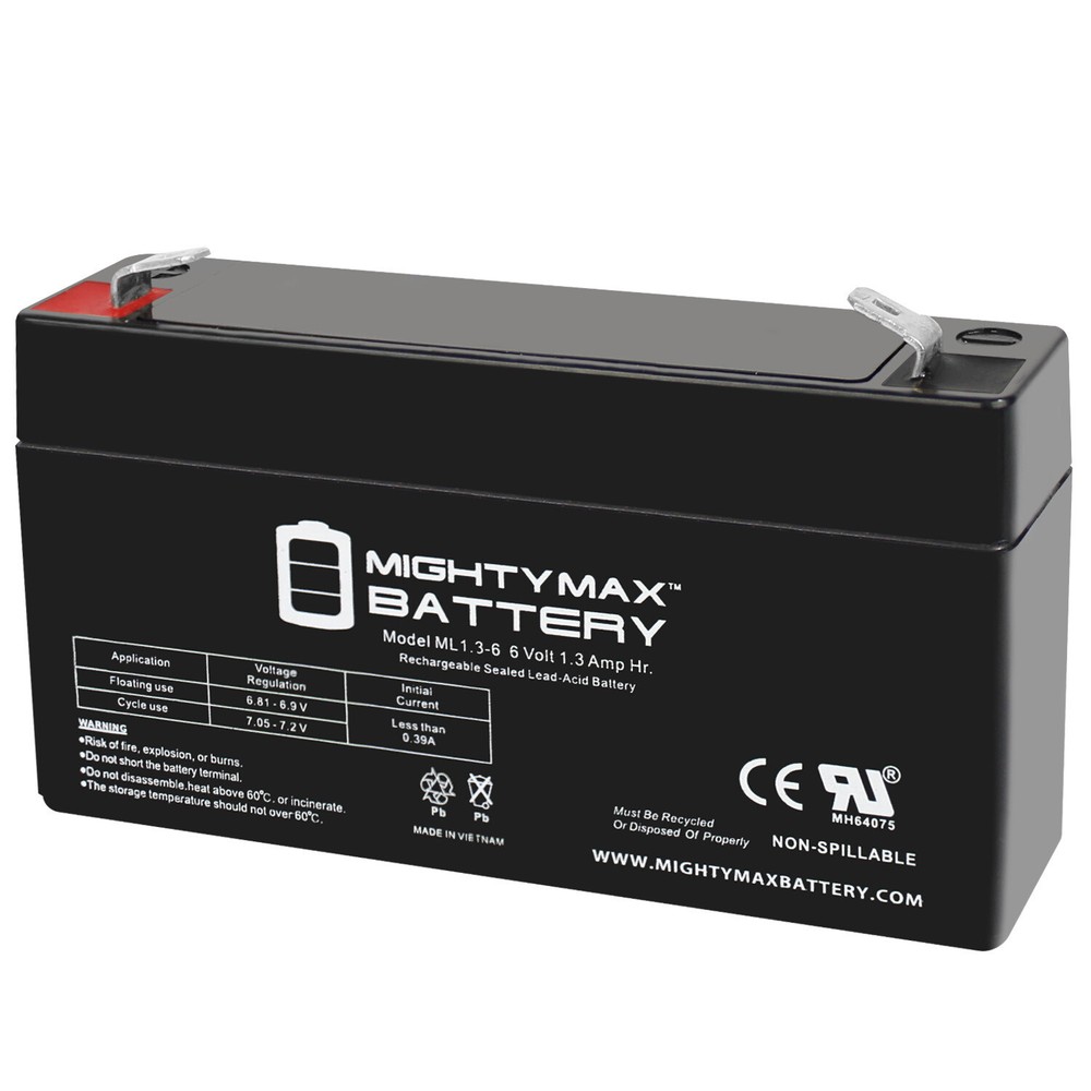 Mighty Max 6V 1.3Ah Battery Replacement for Toyo 3FM1.3