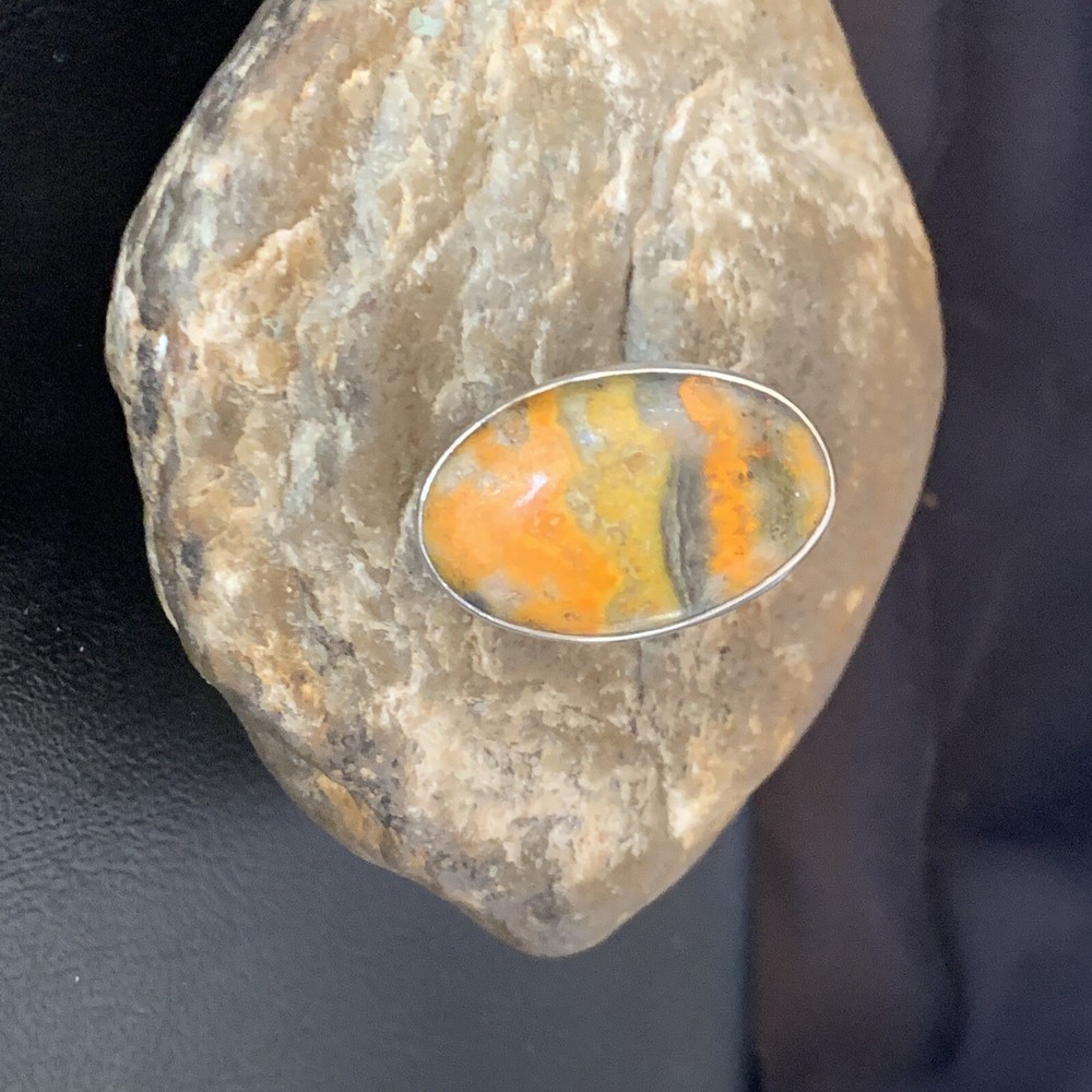 Bumble Bee Jasper Navajo Sterling Silver Ring Size 8 (Adjustable) 11542