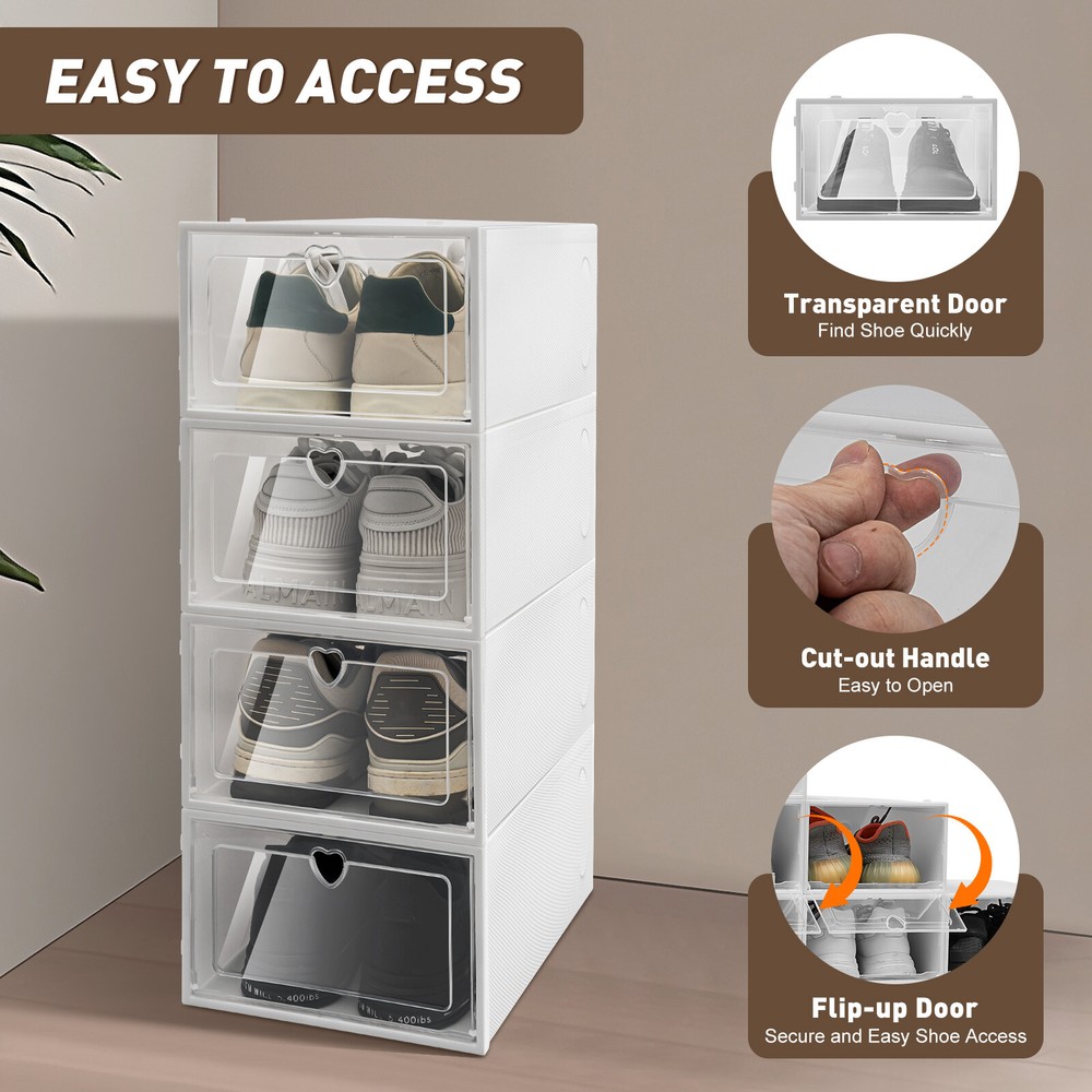 20pcs Shoe Storage Box Organizer, Transparent Plastic Stackable' Shoe Container.