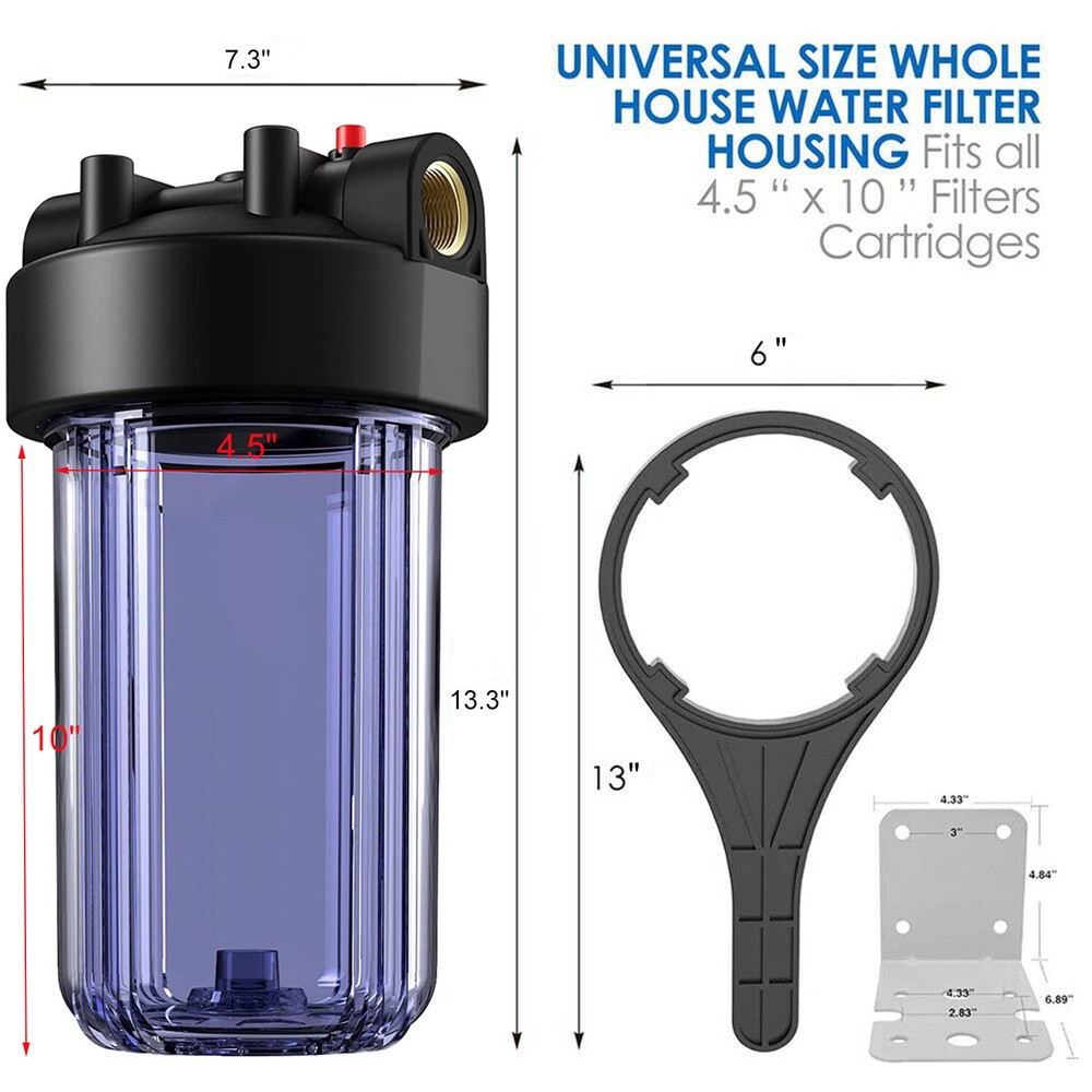 10 Inch Clear Whole House Water Filter Housing PP Sediment Filtration Cartridge