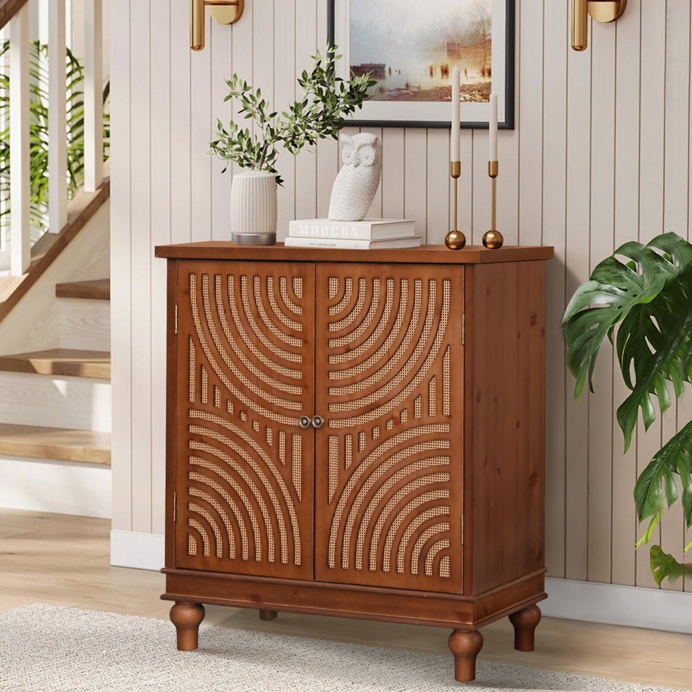 Rattan Cabinet with Doors Sideboard Buffet Storage Cabinet Accent Cabinet