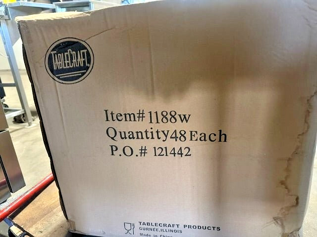 LOT OF 48 TABLECRAFT 1188W RECTANGULAR HAND WOVEN POLYPROPYLENE BAKERY BASKETS