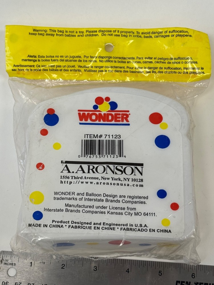 NOS Plastic Wonder Bread Sandwich Container Holder Keeper Work Lunch Box Storage
