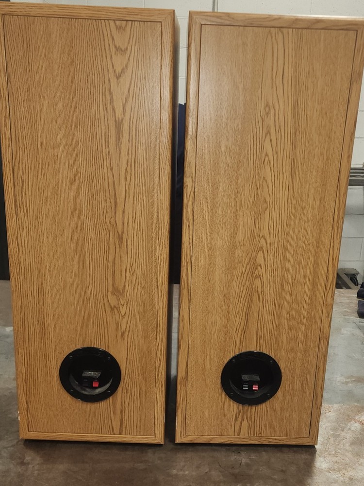 INFINITY SL40 TOWER SPEAKERS SOLID OAK VERIFIED WORKING SOUND SYSTEM Vtg Speaker