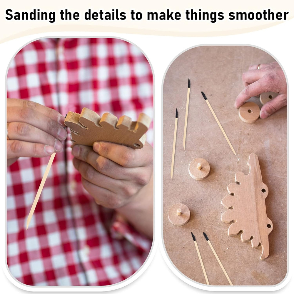 60 Pack Sanding Sticks Matchsticks Fine Detailing Sanding Twigs for Plastic Mode