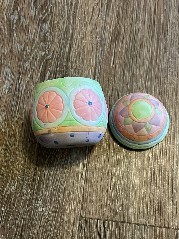 NEW Open BOX Ceramic Easter Egg Candles 6 pc. Unscented Hand Painted Colors