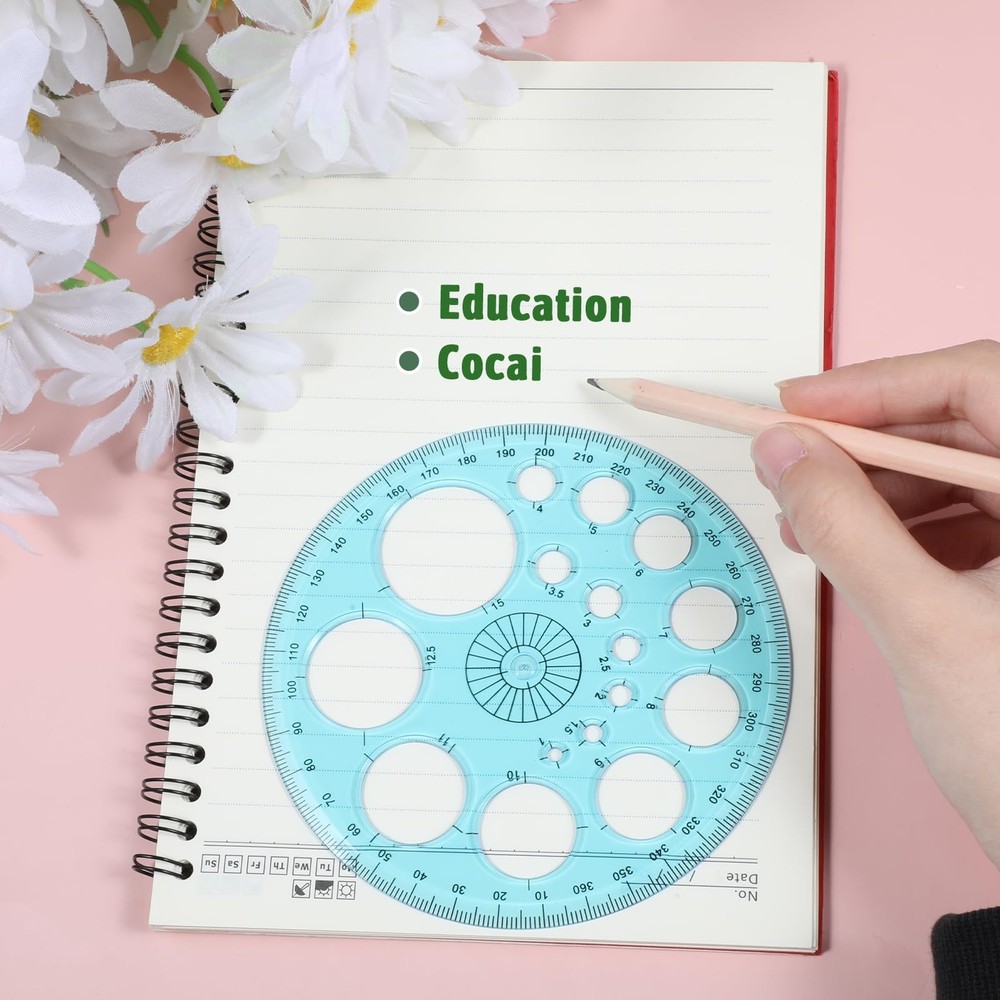 2 Pcs Plastic Geometric Circle Template Stencil Drawing Ruler MultiFunction