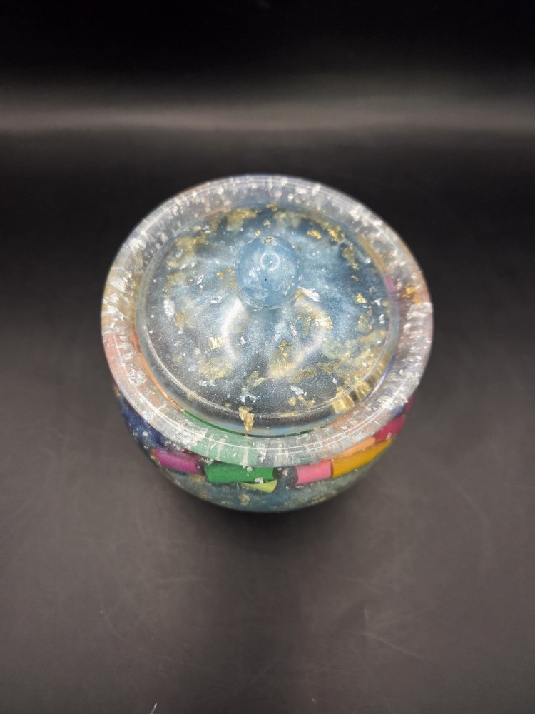 Handcrafted Resin Storage Container With Lid Crayons Glitter